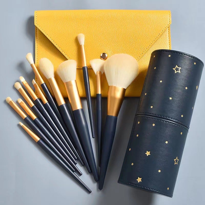 Ermu With 12 Makeup Brush Eye Shadow Brush Suit Blush High Gloss Cosmetic Powder Brush Full Set Of Professional Soft Wool - Image 4